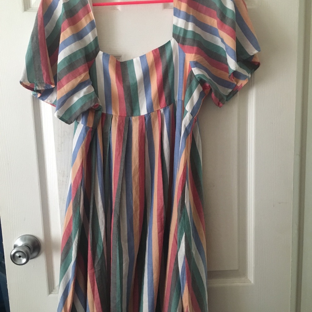 Madewell Square Neck Mini Dress In Festival Stripe